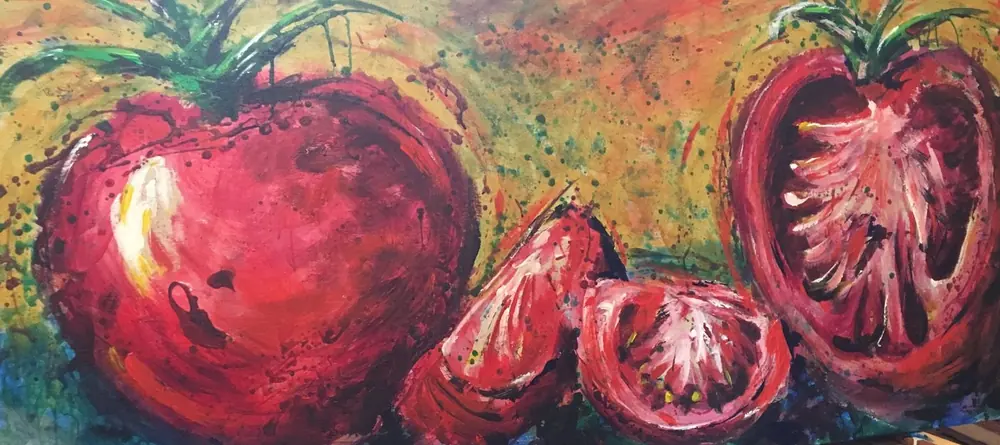 Painting of tomatoes by Kevin Landon